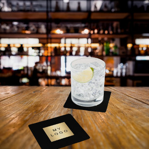 Posavasos Cuadrado De Papel Logo de Black Business