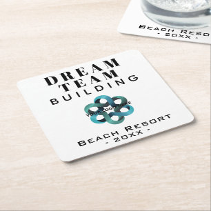 Posavasos Cuadrado De Papel Logo de Dream Team Building Company
