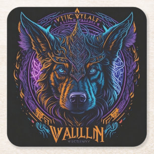 Posavasos Cuadrado De Papel Logo de la cabeza del perro