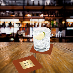 Posavasos Cuadrado De Papel Logo de negocios de terracota naranja quemada