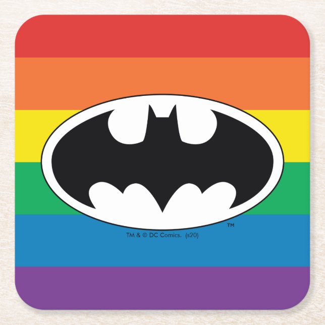 Posavasos Cuadrado De Papel Logo del arco iris de Batman (Anverso)