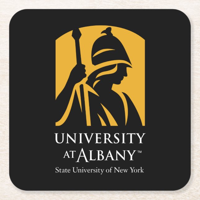Posavasos Cuadrado De Papel Logo icónico de la Universidad de Albany (Anverso)