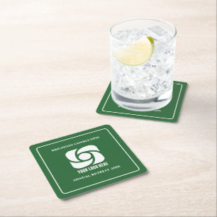 Posavasos Cuadrado De Papel Logotipo de empresa comercial verde fiesta de empr