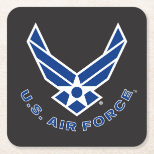 Posavasos Cuadrado De Papel Logotipo de la fuerza aérea - azul