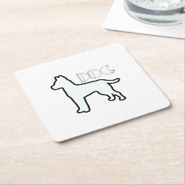 Posavasos Cuadrado De Papel Logotipo de perro blanco