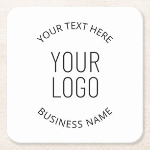 Posavasos Cuadrado De Papel Logotipo de su empresa y mensaje personalizable