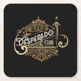 Posavasos Cuadrado De Papel Logotipo del Club Desperado Dungeon Crawler World: