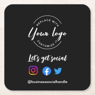Posavasos Cuadrado De Papel Logotipo del Personalizado del sitio web Let's Get