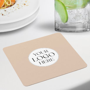 Posavasos Cuadrado De Papel Logotipo Empresarial Personalizado Simple