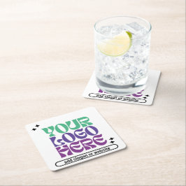 Posavasos Cuadrado De Papel Logotipo empresarial Y2k Retrowave Estrellas Linda