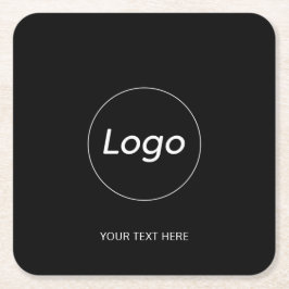Posavasos Cuadrado De Papel Logotipo negro simple