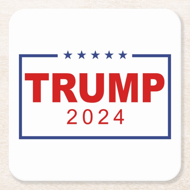 Posavasos Cuadrado De Papel Logotipo Rectangle clásico de Trump 2024 (Anverso)