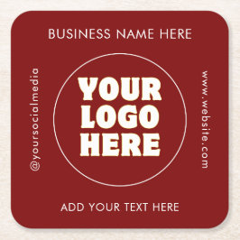 Posavasos Cuadrado De Papel Logotipo y texto Minimalista simple