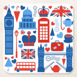 Posavasos Cuadrado De Papel London Pop Icons Paper Coaster 