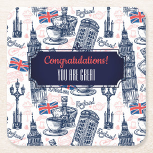 Posavasos Cuadrado De Papel Londres, Inglaterra