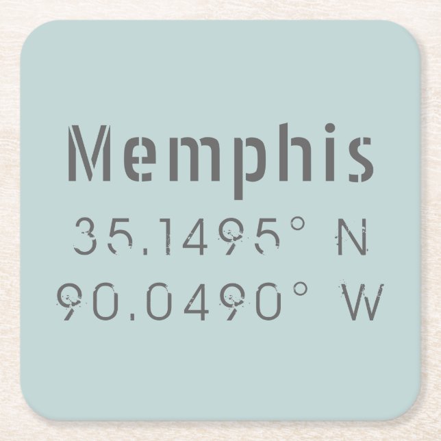 Posavasos Cuadrado De Papel Longitud de memphis Latitude (Anverso)