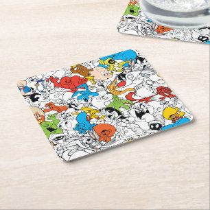 Posavasos Cuadrado De Papel LOONEY TUNES™ Color Pop Pattern