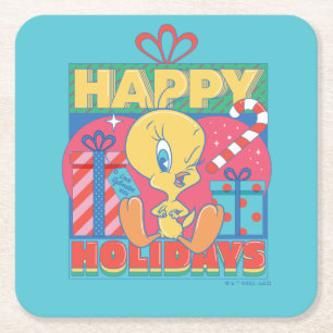 Posavasos Cuadrado De Papel LOONEY TUNES™ TWEET™ Felices Fiestas