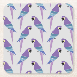 Posavasos Cuadrado De Papel Loros púrpuras
