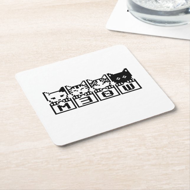 POSAVASOS CUADRADO DE PAPEL LOS CATS M30W DE 8 BITS (En perspectiva)