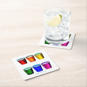 Posavasos Cuadrado De Papel Los copos de tiro de SlipperyJoe colores de orgull