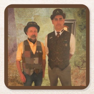 Posavasos Cuadrado De Papel Los dapper del Steampunk como un hombre fuerte
