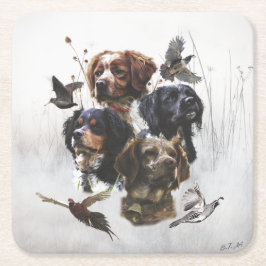 Posavasos Cuadrado De Papel Los españoles de Bretaña, temporada de caza de ave