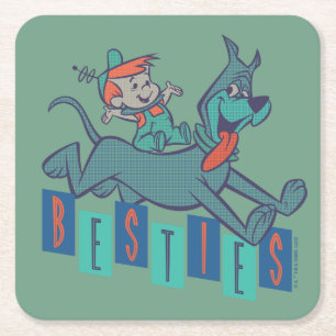 Posavasos Cuadrado De Papel Los Jetsons   Elroy & Astro Besties