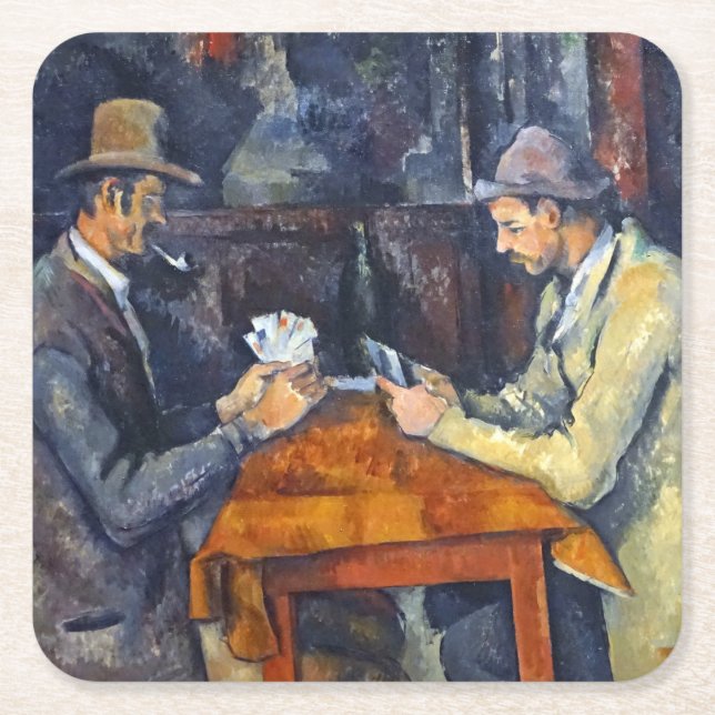 Posavasos Cuadrado De Papel Los jugadores de cartas, Cezanne (Anverso)