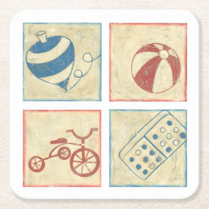 Posavasos Cuadrado De Papel Los juguetes de los niños de Chariklia Zarris