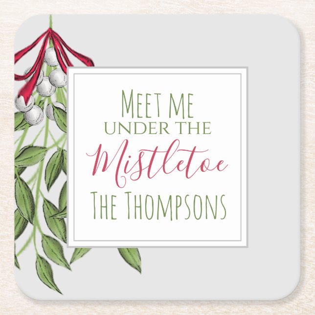 Posavasos Cuadrado De Papel Los Navidades botánicos de invierno se convierten  (Anverso)