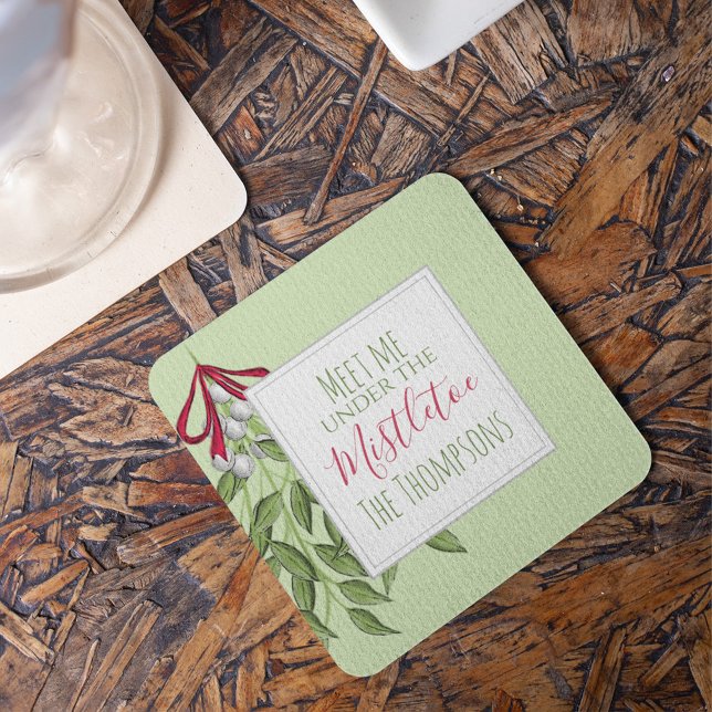 Posavasos Cuadrado De Papel Los Navidades botánicos de invierno se convierten  (Cute winter botanical Christmas greens coaster with festive holiday drink table decor.)