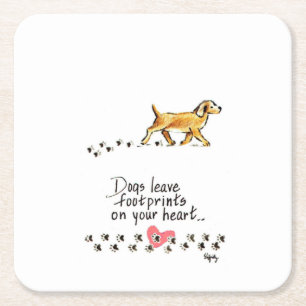 Posavasos Cuadrado De Papel Los perros dejan huellas en nuestros corazones con