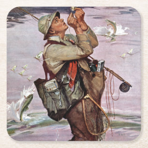 Posavasos Cuadrado De Papel Los pescados están saltando