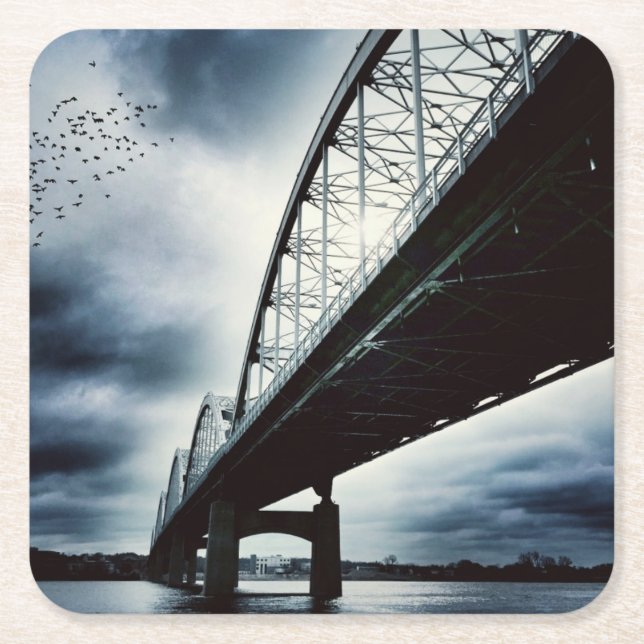 Posavasos Cuadrado De Papel Los prácticos de costa centenarios del puente (Anverso)