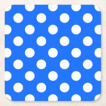 Posavasos Cuadrado De Papel Los puntos de polka blanco sobre el azul real<br><div class="desc">Los puntos de polka blanco sobre el azul real</div>