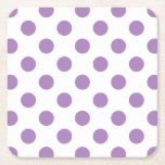 Posavasos Cuadrado De Papel Los puntos de polka de lavanda sobre blanco<br><div class="desc">Puntos de lavanda y de polka blanca</div>