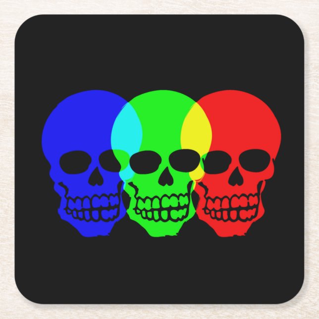 Posavasos Cuadrado De Papel Los Skulls (Anverso)
