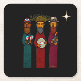 Posavasos Cuadrado De Papel Los Tres Reyes Magos de Puerto Rico – Parranda