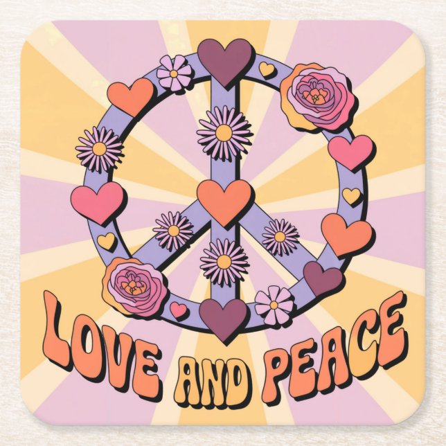 Posavasos Cuadrado De Papel Love And Peace Coaster Set (Anverso)