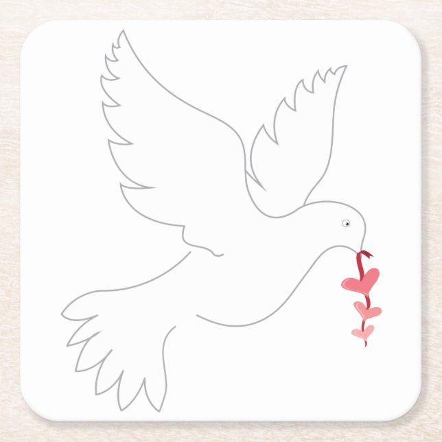 Posavasos Cuadrado De Papel Love Dove (Anverso)