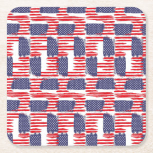 POSAVASOS CUADRADO DE PAPEL LOVE FLAG USA/EEUU TEXT BRUSH STROKE BY MASANSER P