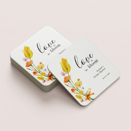 Posavasos Cuadrado De Papel Love is in Bloom Spring Wildflower Bridal Shower