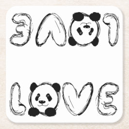 Posavasos Cuadrado De Papel Love Panda