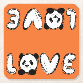 Posavasos Cuadrado De Papel Love Panda