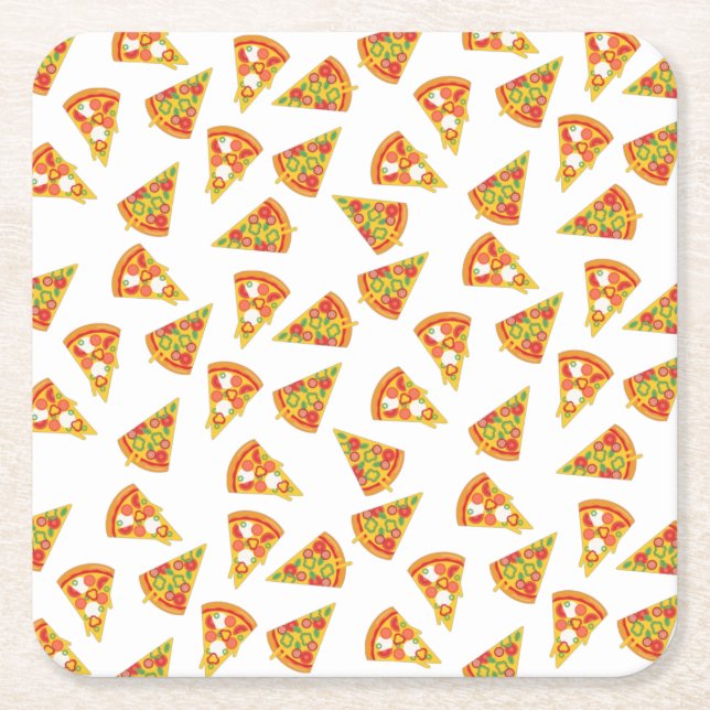 Posavasos Cuadrado De Papel Love Pizza   (Anverso)
