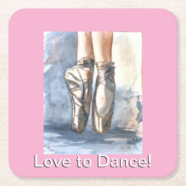 Posavasos Cuadrado De Papel Love to Dance Ballet Paper Coasters (Anverso)