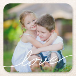 Posavasos Cuadrado De Papel LOVE Writing Personalizado Photo Coaster