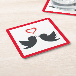 POSAVASOS CUADRADO DE PAPEL LOVEBIRDS