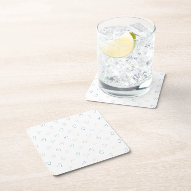 Posavasos Cuadrado De Papel Lovely hearts pattern - Shower Curtain - Large (In situ)